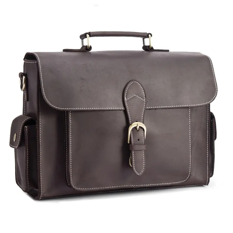 Leather Crazy Horse 15 Inch Cowhide Briefcases Handbag