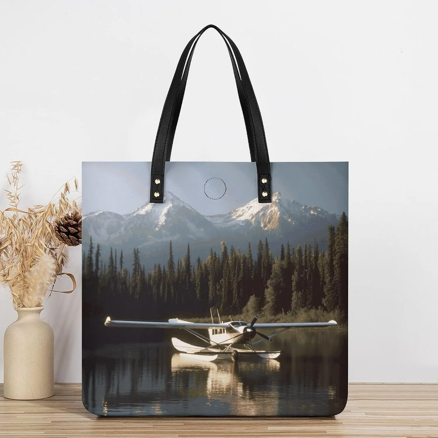 Leather Handbag for Women Tote Bag with Magnetic Buckle Cute Snowboard Snowman Crossbody Bag Shoulder Bag