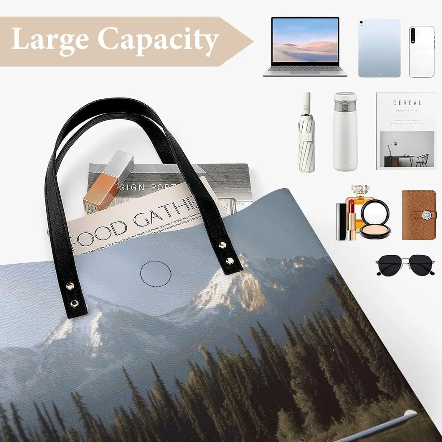 Leather Handbag for Women Tote Bag with Magnetic Buckle Cute Snowboard Snowman Crossbody Bag Shoulder Bag