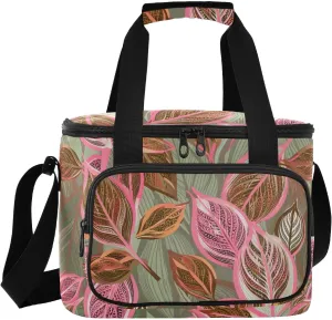 Leaves Olive Green Insulated Cooler Bag for Women Men Leakproof 24 Can Camping Cooler Totes for Grocery Office