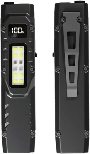 LED Ultra Slim Flashlight Rechargeable with Pen Clip, Multifunctional Super Bright Flashlight with Sidelight USB Charging Outdoor Emergency Light IPX44 Waterproof for Camping Fishing Walking