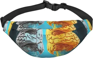 Left and right brain functions Fanny Pack for Men Women Belt Bag Fashion Waist Bag Everywhere Crossbody Bag Wallet Hip Bum Bag with Adjustable Strap Waterproof Chest Bag for Travel Hiking Sports