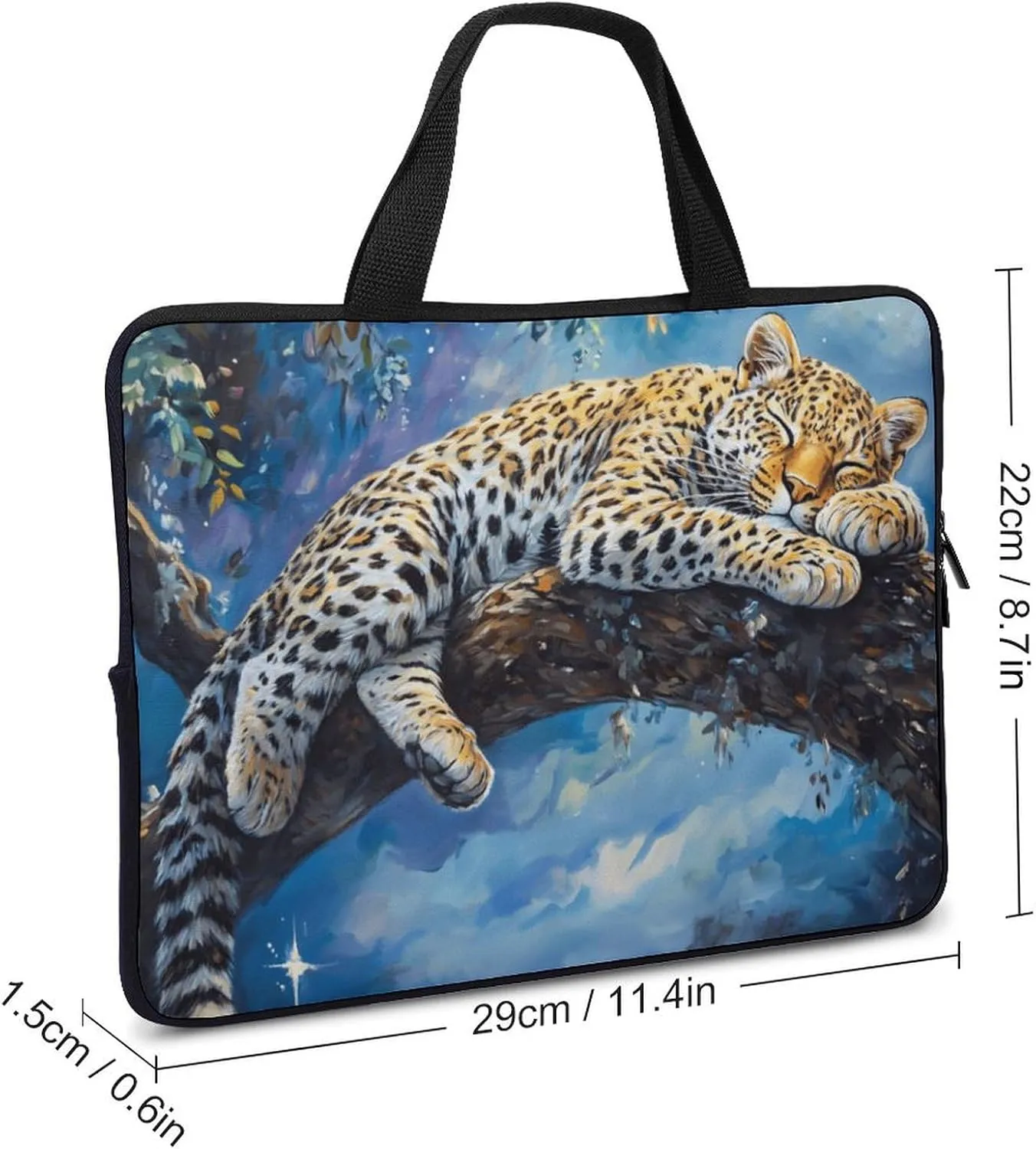 Leopard Sleeping On Tree Branch Laptop Sleeve Portable Waterproof Computer Bag Pouch Handbag Protective Sleeve