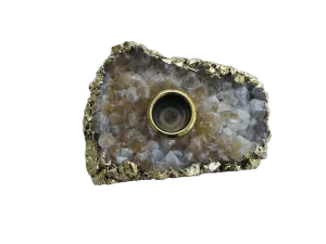 Light Brown Agate Gemstone Taper Candle Holder