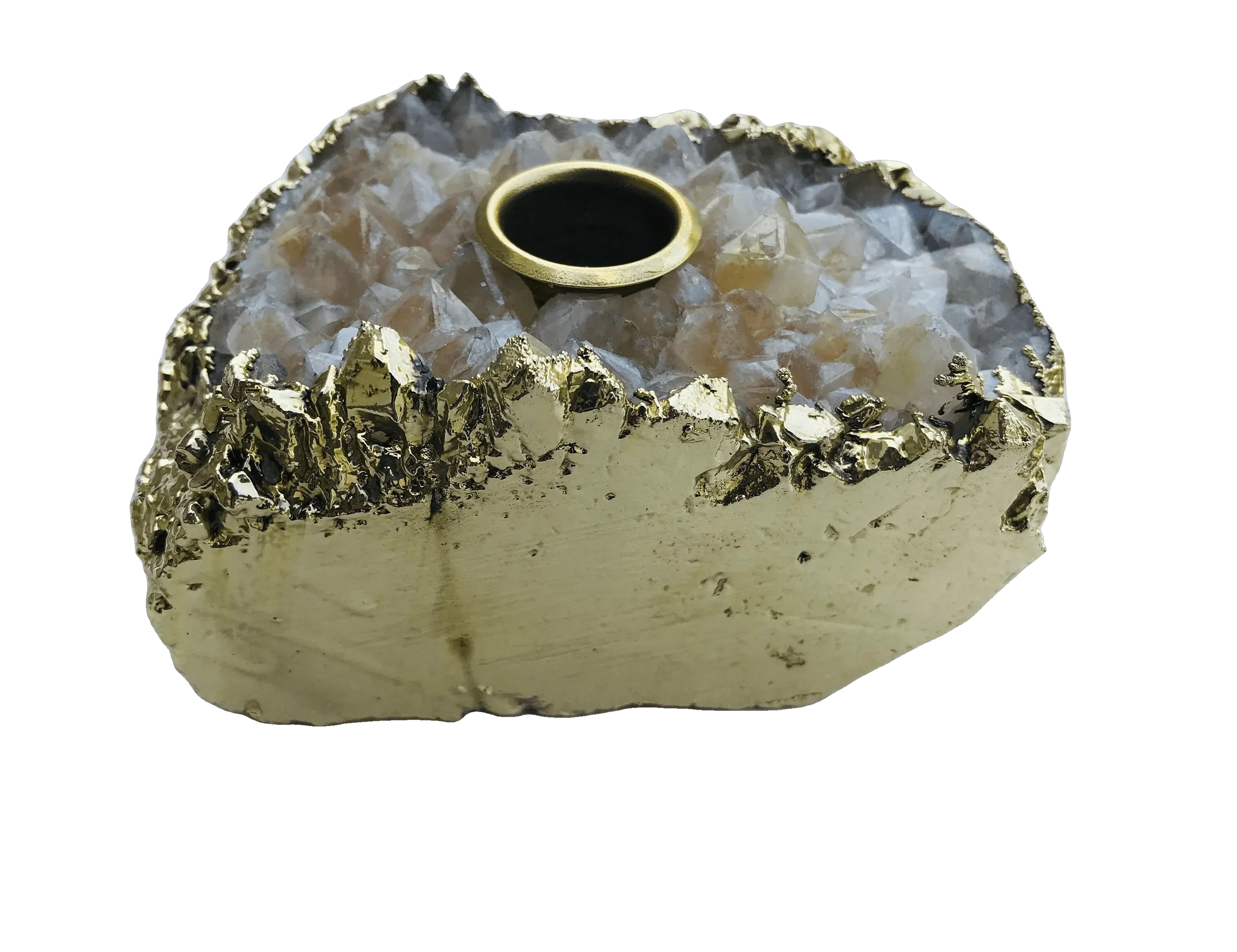 Light Brown Agate Gemstone Taper Candle Holder