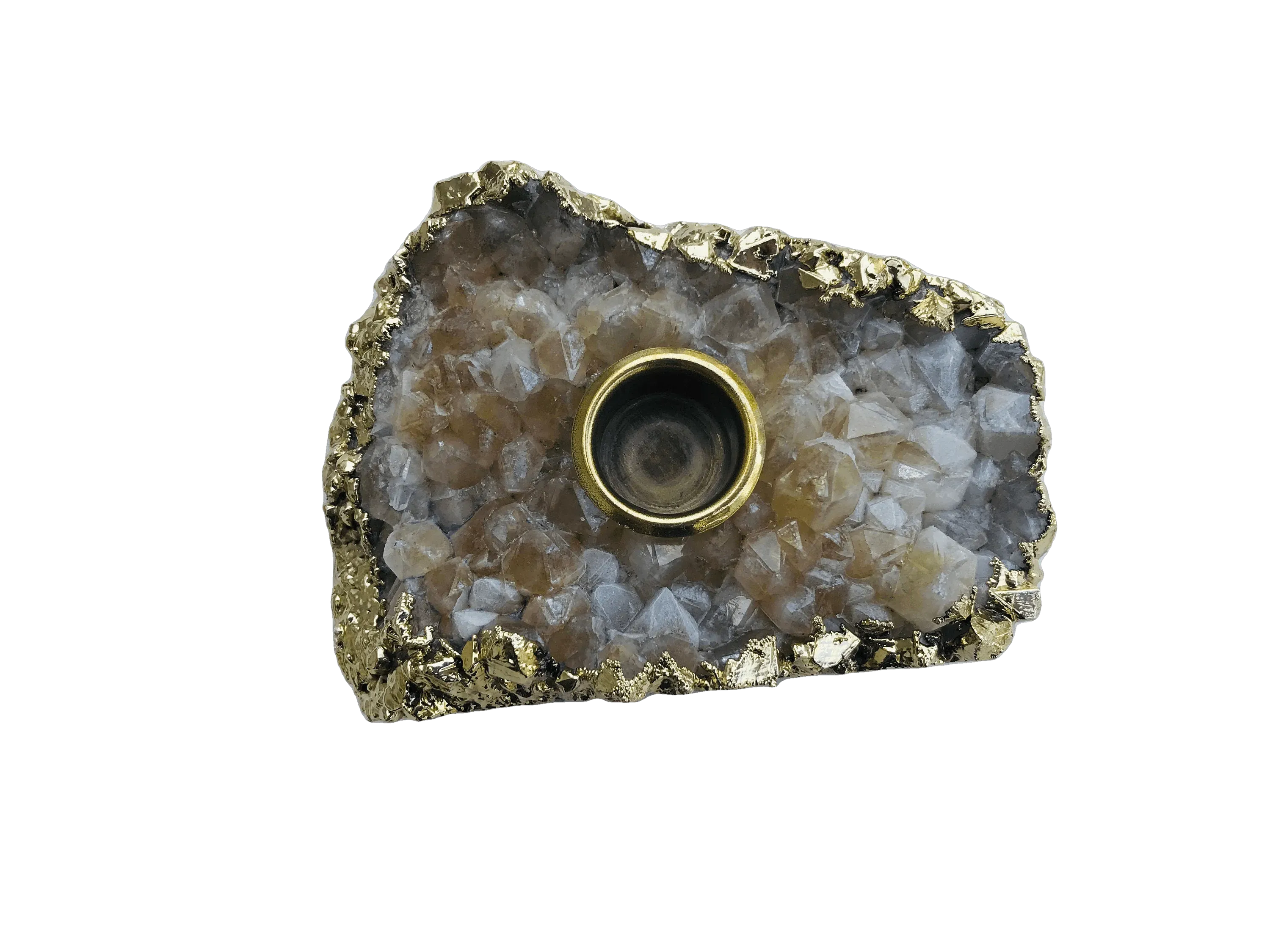 Light Brown Agate Gemstone Taper Candle Holder