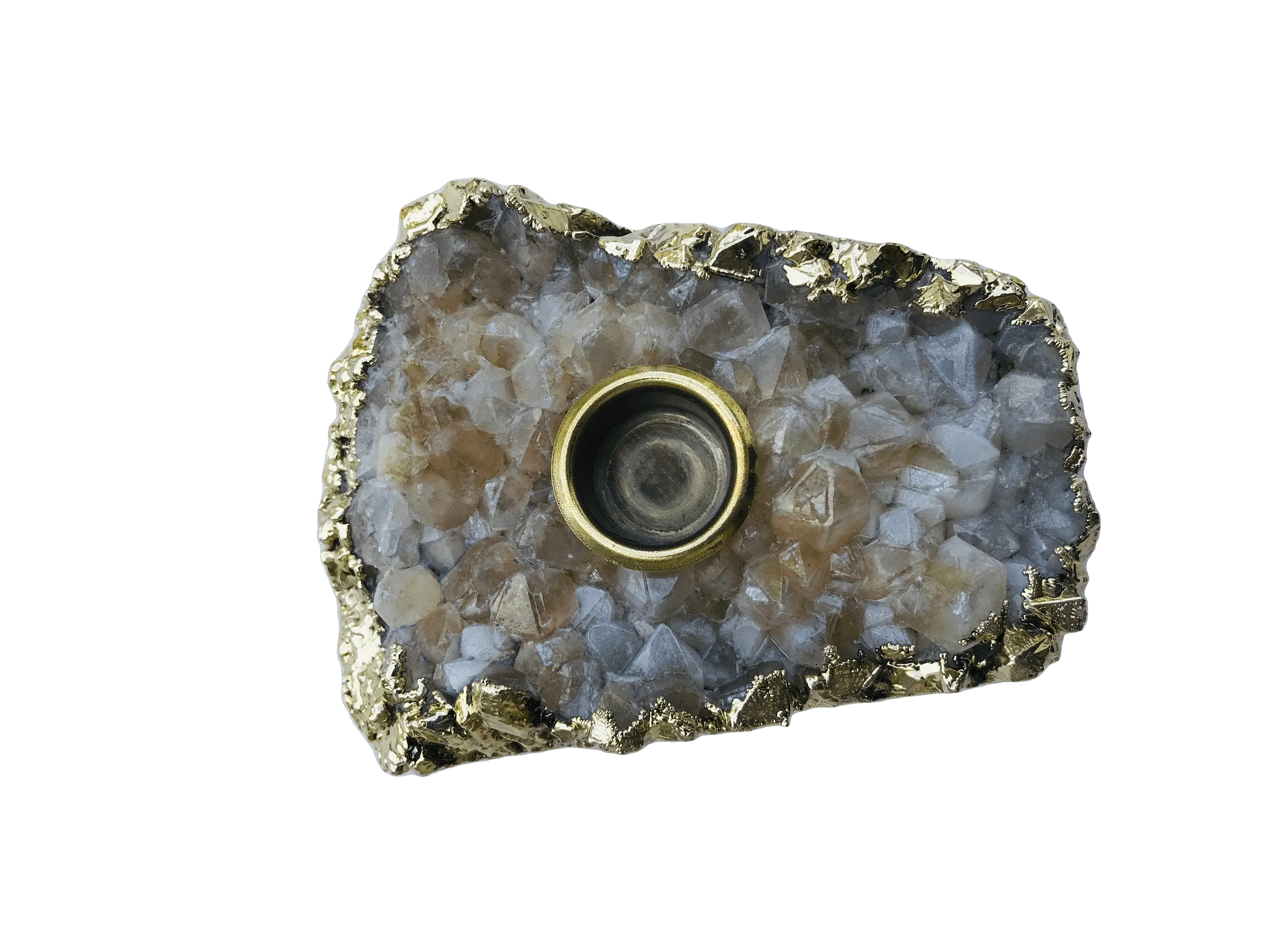 Light Brown Agate Gemstone Taper Candle Holder