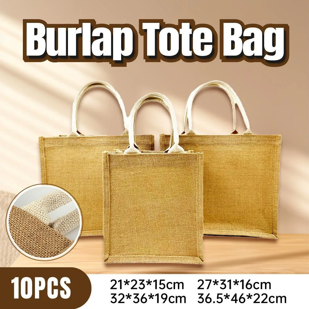 Linen Handbag Gift Shopping Bag 10PCS