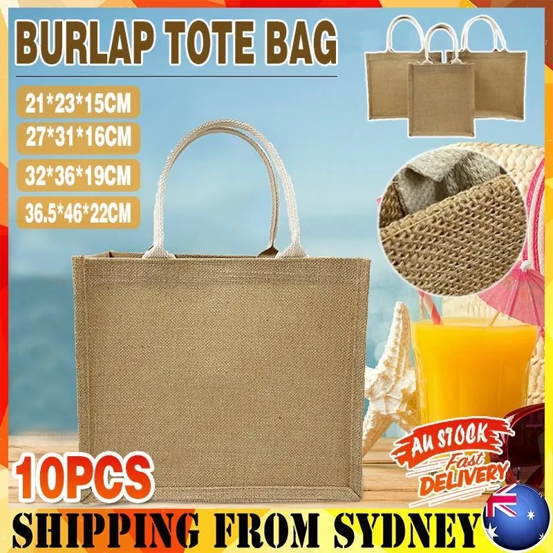 Linen Handbag Gift Shopping Bag 10PCS