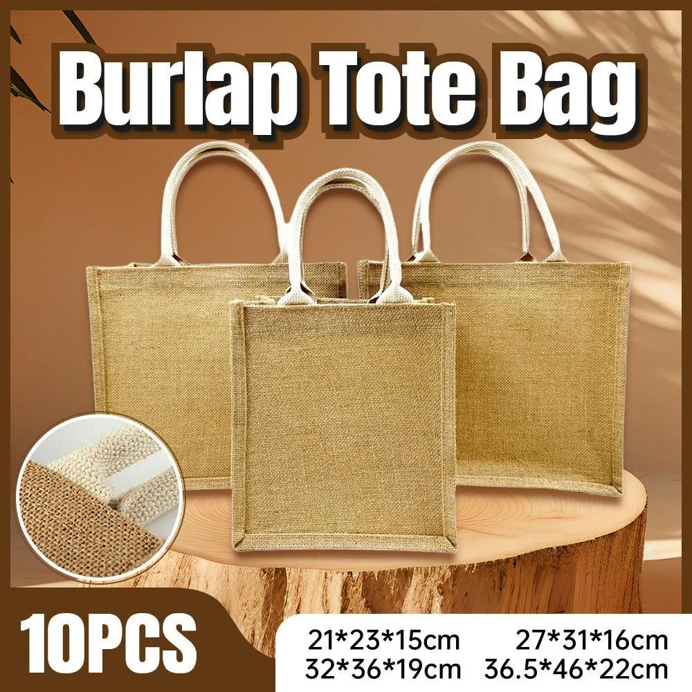 Linen Handbag Gift Shopping Bag 10PCS