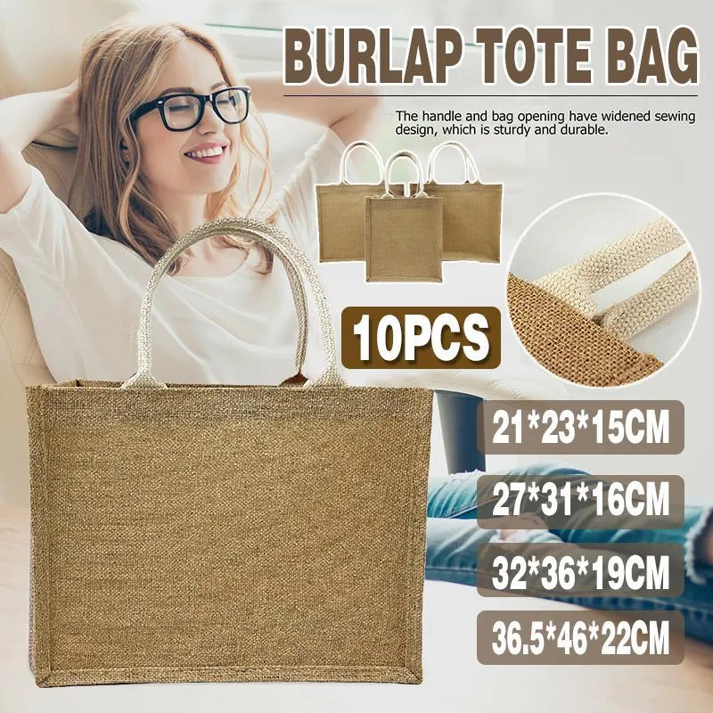 Linen Handbag Gift Shopping Bag 10PCS