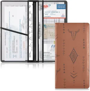 Linqin Car Registration and Insurance Card Holder, Western Bull Boho Glove Box Organizer Card Document Wallet