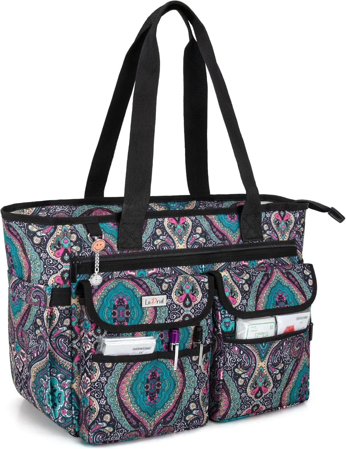 LoDrid Nurse Tote Bag with Bottom Padded Pad, Nurse Bags and Totes for Work with Large Compartment, Bag Only