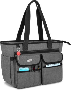 LoDrid Teacher Bag with Bottom Pad, Separated Storage Laptop Layer (up to 15.6 Inch), Teacher Bags and Totes for Women