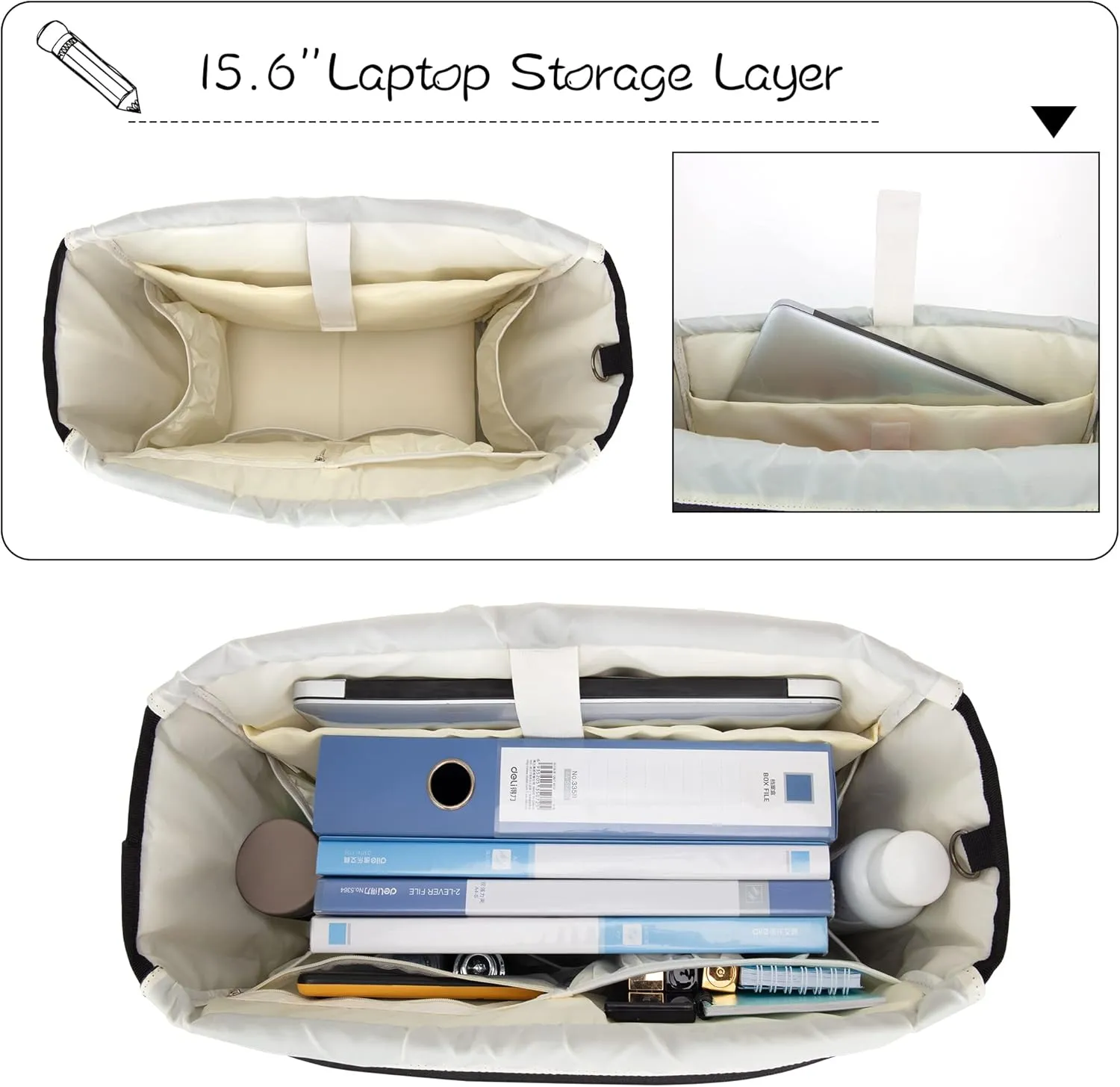 LoDrid Teacher Bag with Bottom Pad, Separated Storage Laptop Layer (up to 15.6 Inch), Teacher Bags and Totes for Women