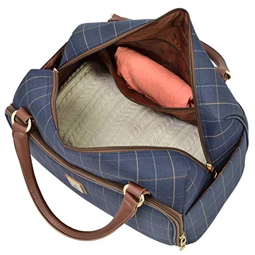 LONDON FOG Kensington Ii 17-Inch Cabin Bag, Navy Window Pane