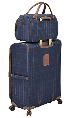LONDON FOG Kensington Ii 17-Inch Cabin Bag, Navy Window Pane