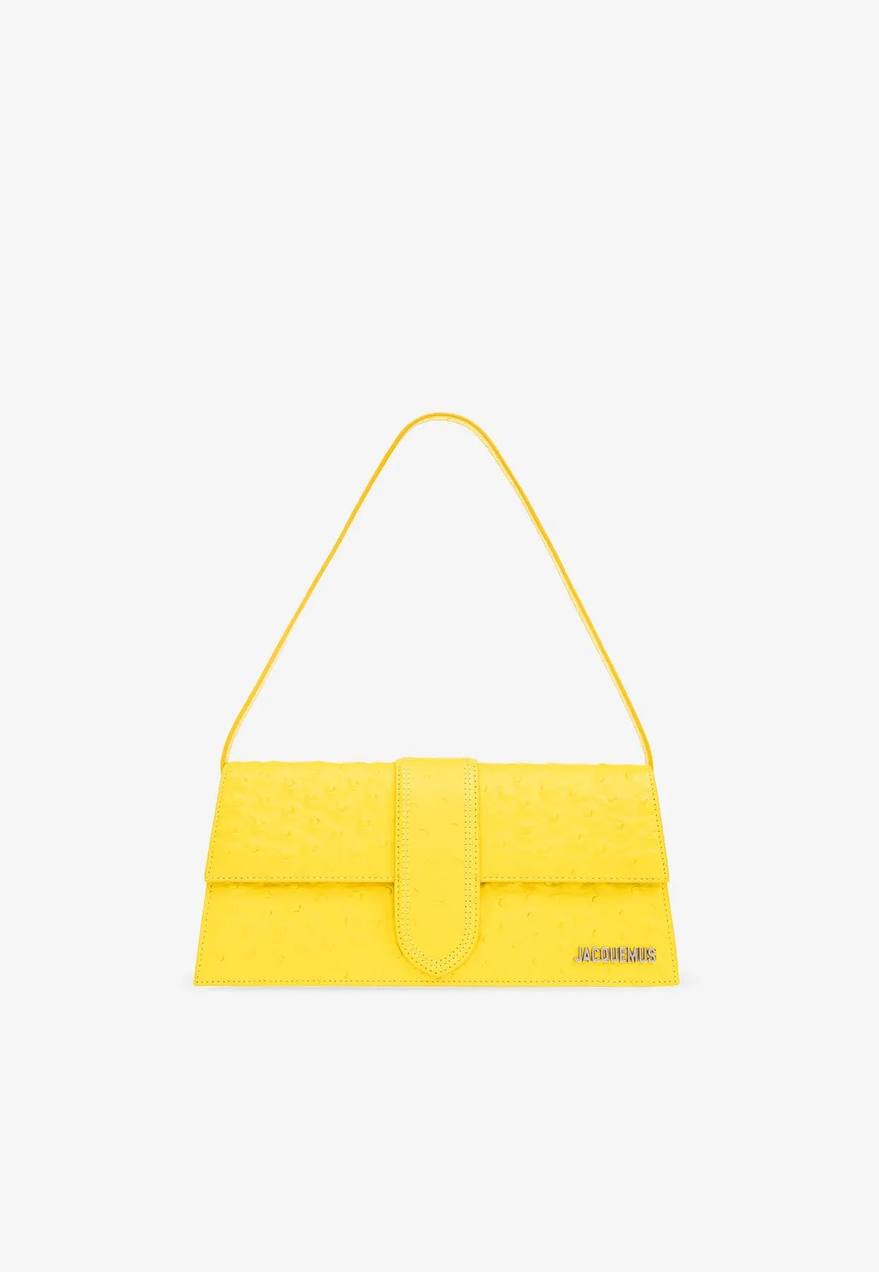 Long Bambino Ostrich-Embossed Leather Shoulder Bag