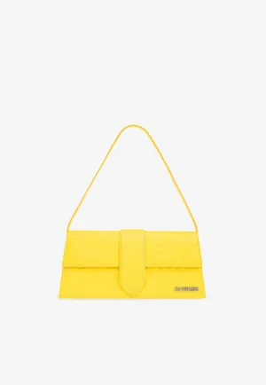 Long Bambino Ostrich-Embossed Leather Shoulder Bag