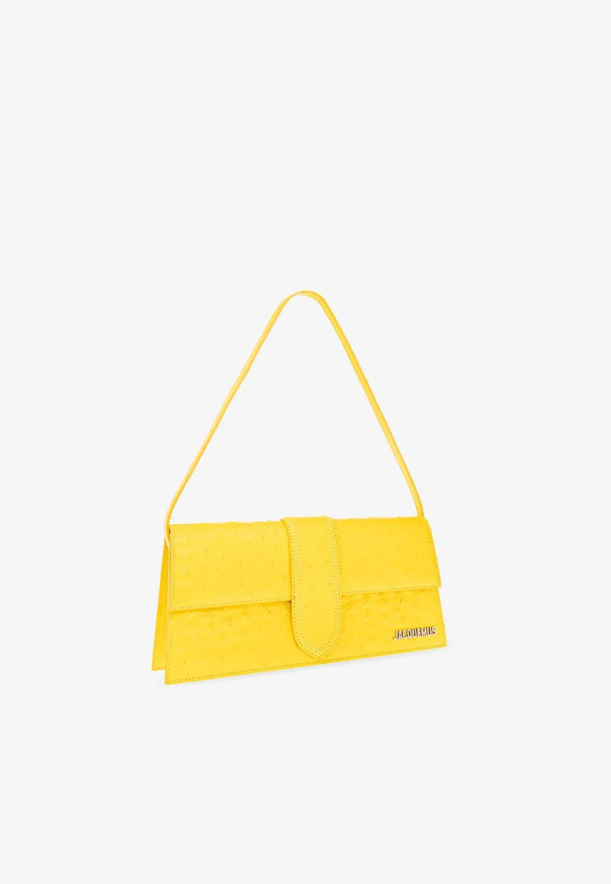 Long Bambino Ostrich-Embossed Leather Shoulder Bag