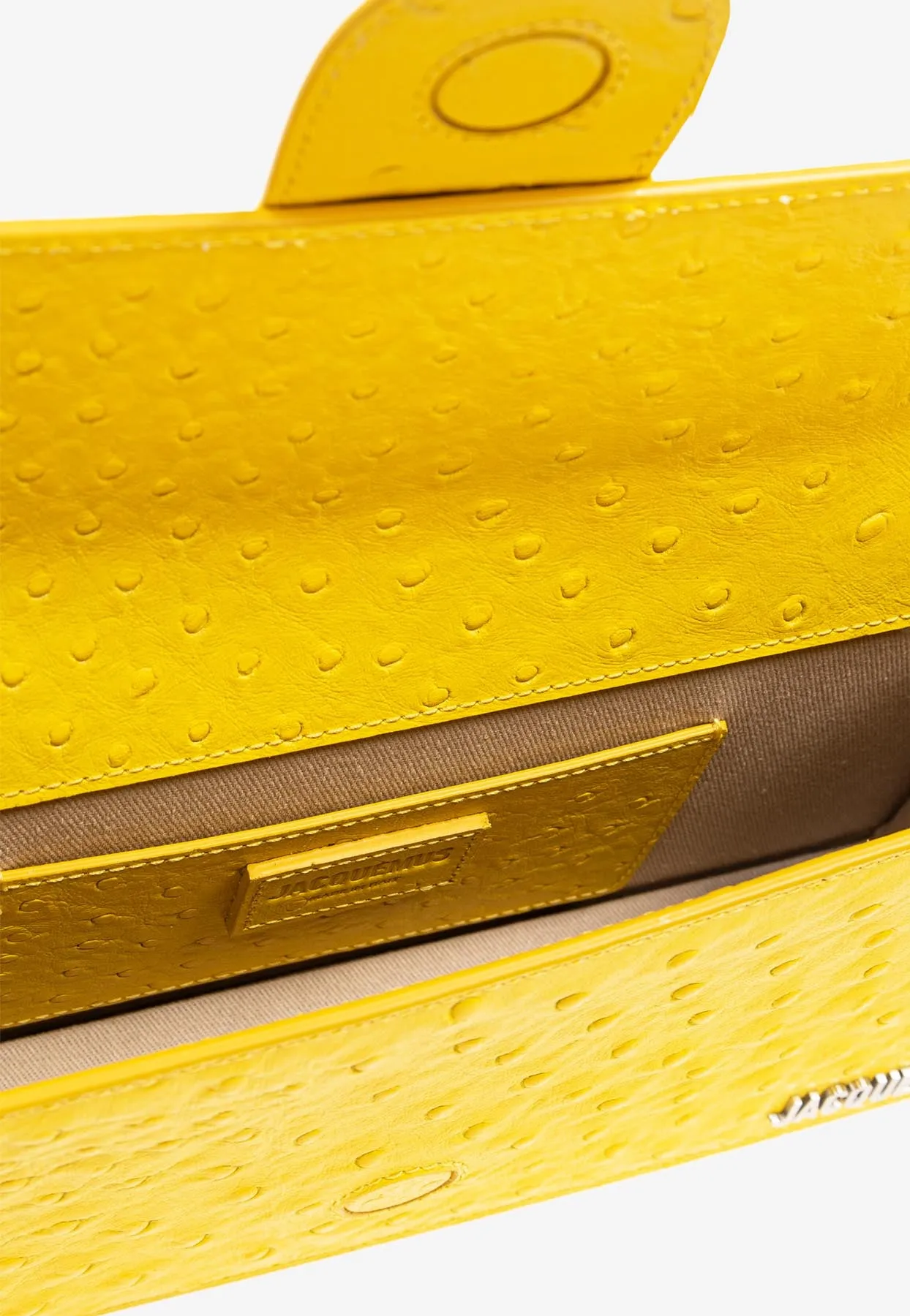 Long Bambino Ostrich-Embossed Leather Shoulder Bag