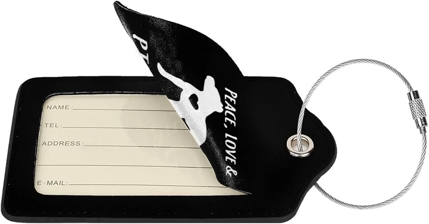Love and Pit Bulls Leather Baggage Bag Luggage Tags with Stainless Steel Loop and Privacy Cover