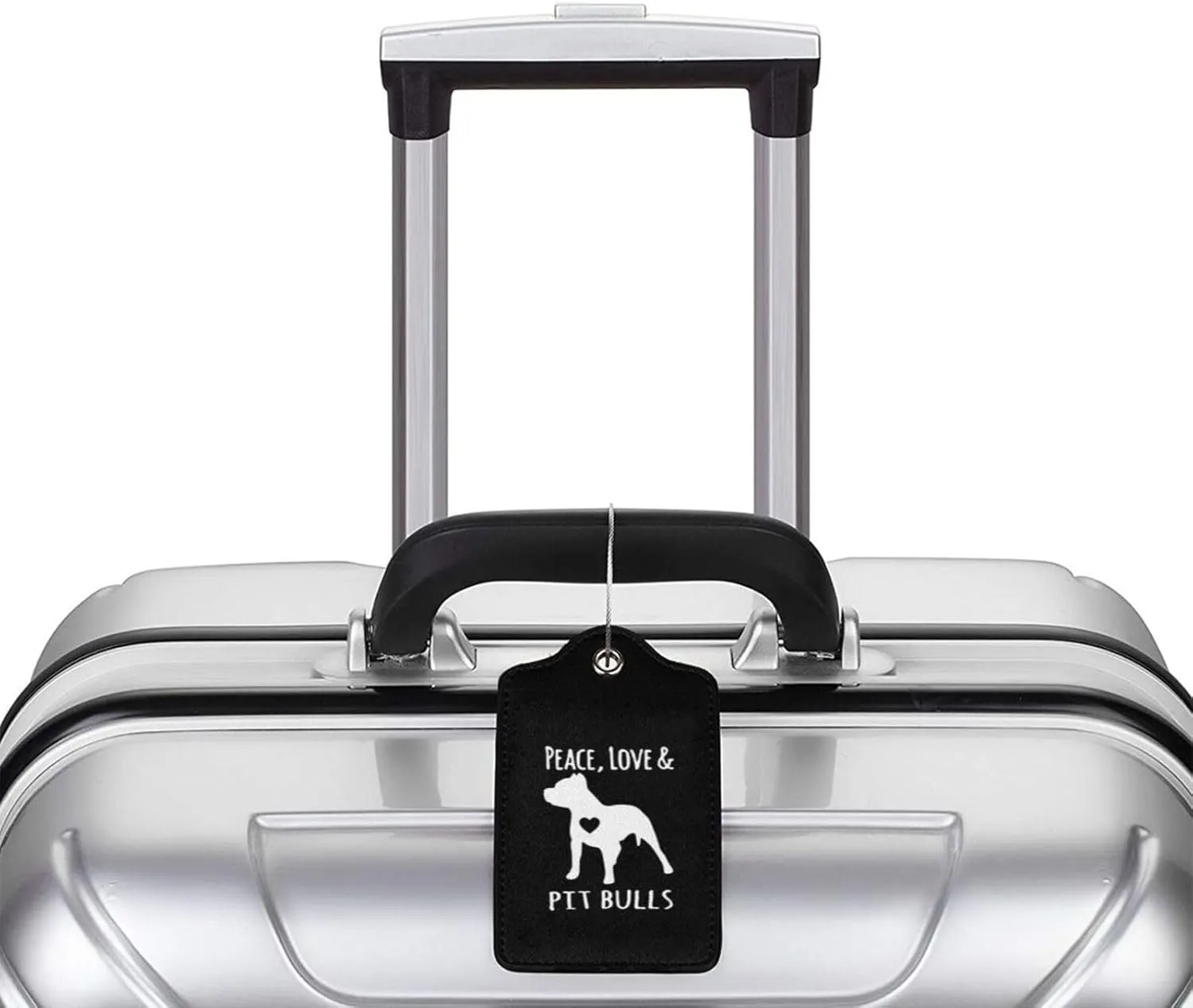 Love and Pit Bulls Leather Baggage Bag Luggage Tags with Stainless Steel Loop and Privacy Cover