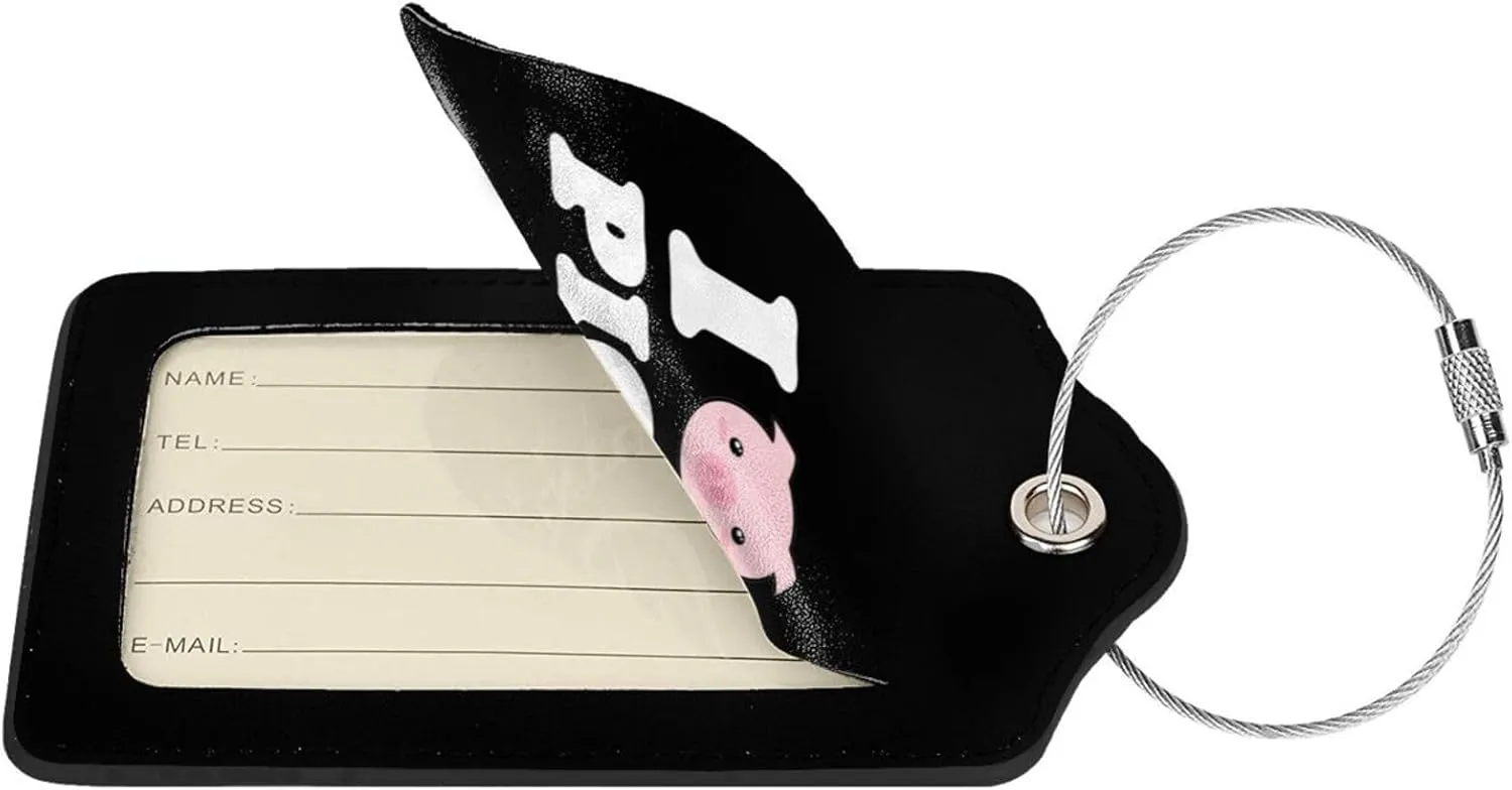 Love Pigs Leather Baggage Bag Luggage Tags with Stainless Steel Loop and Privacy Cover