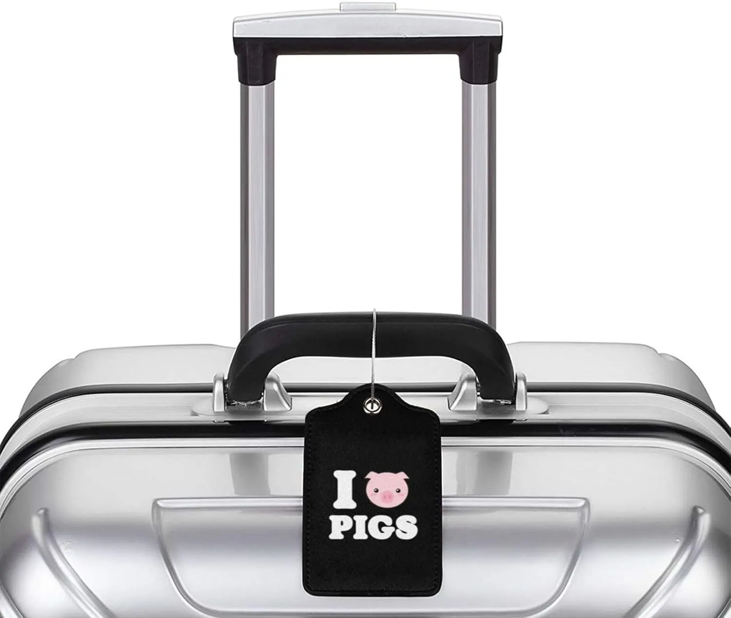 Love Pigs Leather Baggage Bag Luggage Tags with Stainless Steel Loop and Privacy Cover