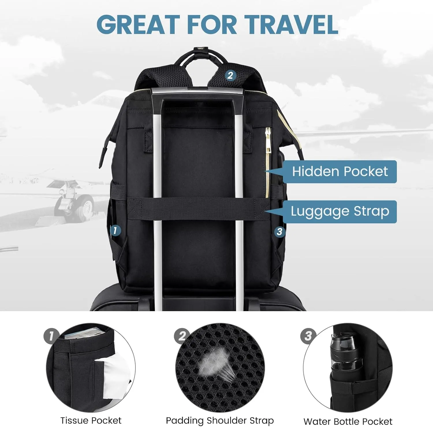 LOVEVOOK Laptop Backpack for Women, Teacher Nurse Bag, Work Bag, Anti-Theft Travel Backpack with USB Charging Port, 14 Inch Backpack for College Business Casual