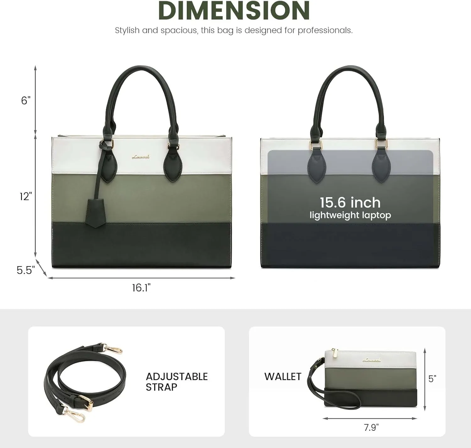 LOVEVOOK Laptop Tote Bag for Women, Work Totes Business Office Computer Briefcase with Clutch Purse