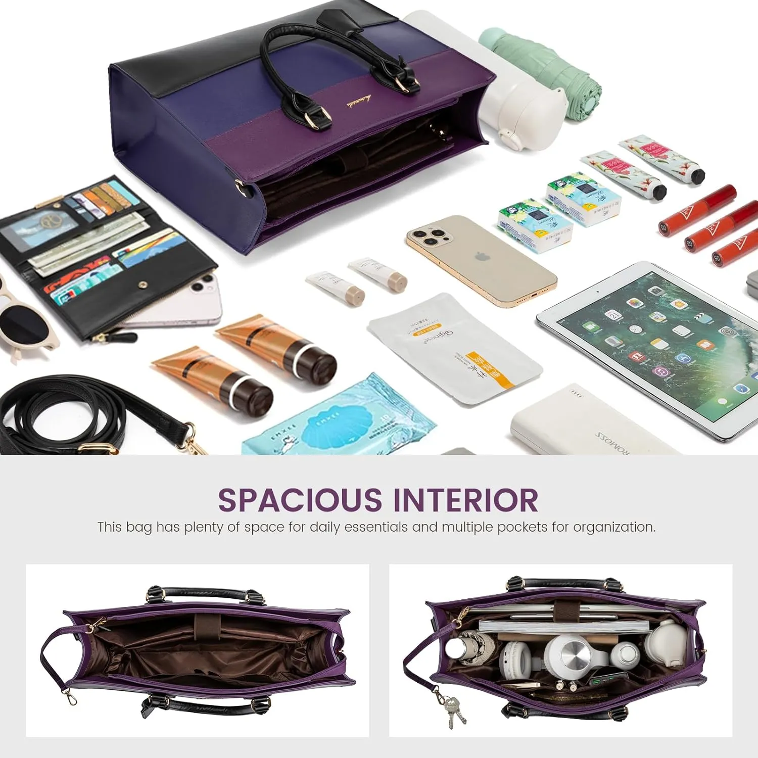 LOVEVOOK Laptop Tote Bag for Women, Work Totes Business Office Computer Briefcase with Clutch Purse