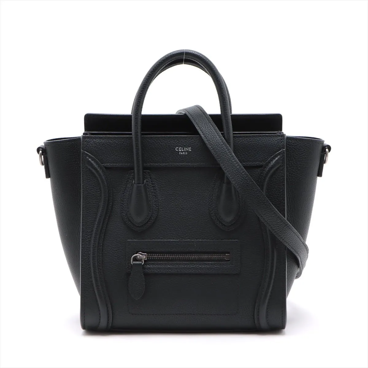 Luggage Nano Leather Tote Bag Black