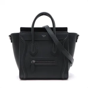 Luggage Nano Leather Tote Bag Black