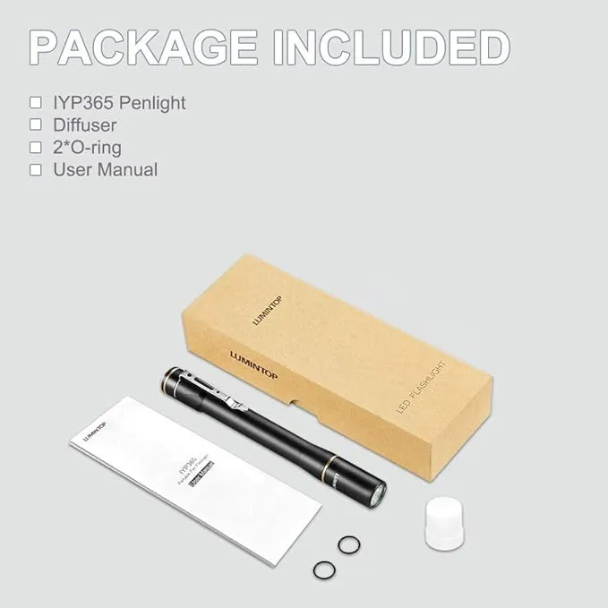 LUMINTOP Pen Light IYP365 Nichia High Color Rendering LED Flashlight, Pen Lights for Nurses, AAA Flashlight, Penlights for Doctors Diagnostic, Inspection, 3 Modes IP68 Waterproof