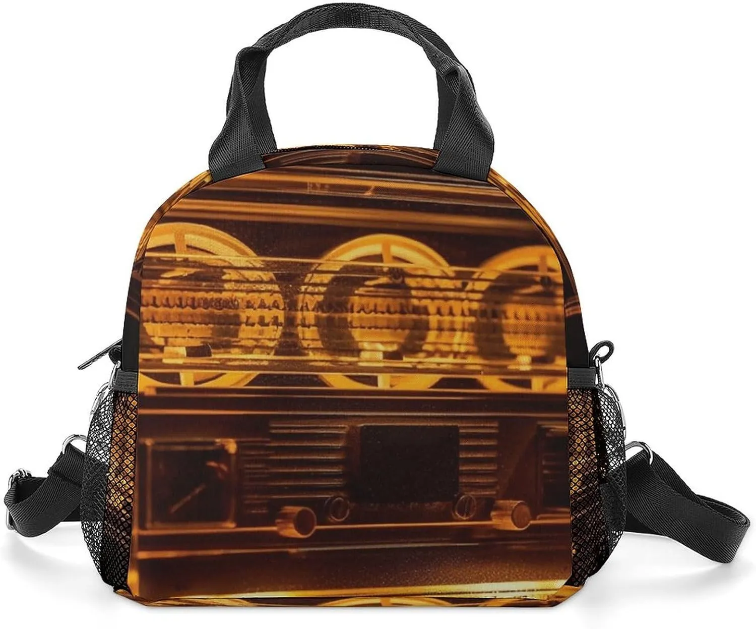 Lunch Bag with Shoulder Strap Insulated Lunch Box Leakproof Lunch Cooler Bag Illuminated Audio Tape Lunch Tote Bag for Women Men Reusable Lunchbox for Work Picnic Beach