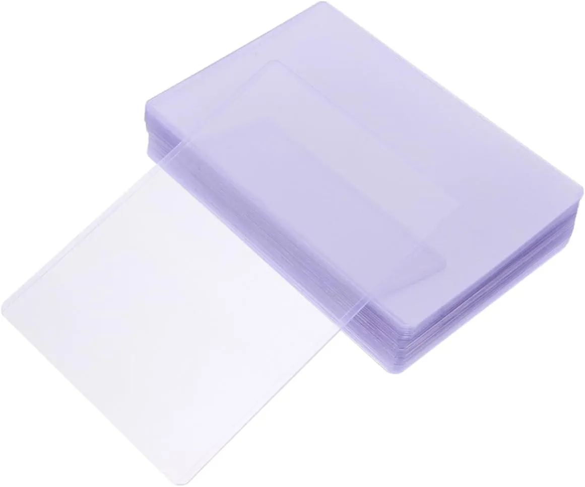 Lurrose 50pcs Hard Plastic Card Sleeves Sheet Protectors for Trading Cards Photo Holders Document Holders