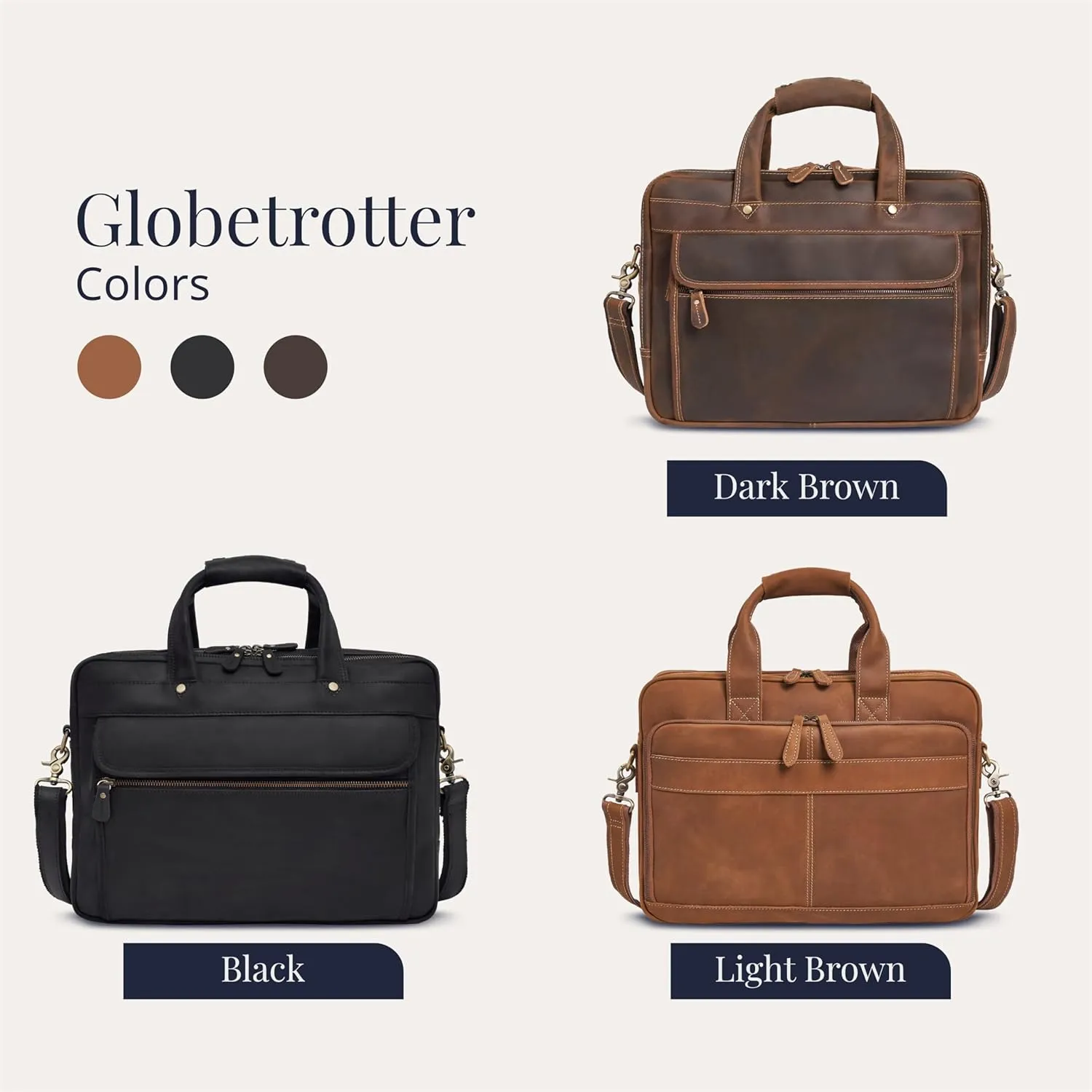 Luxorro Full-Grain Leather Briefcase for Men - Laptop Bag with Leather Computer Compartment