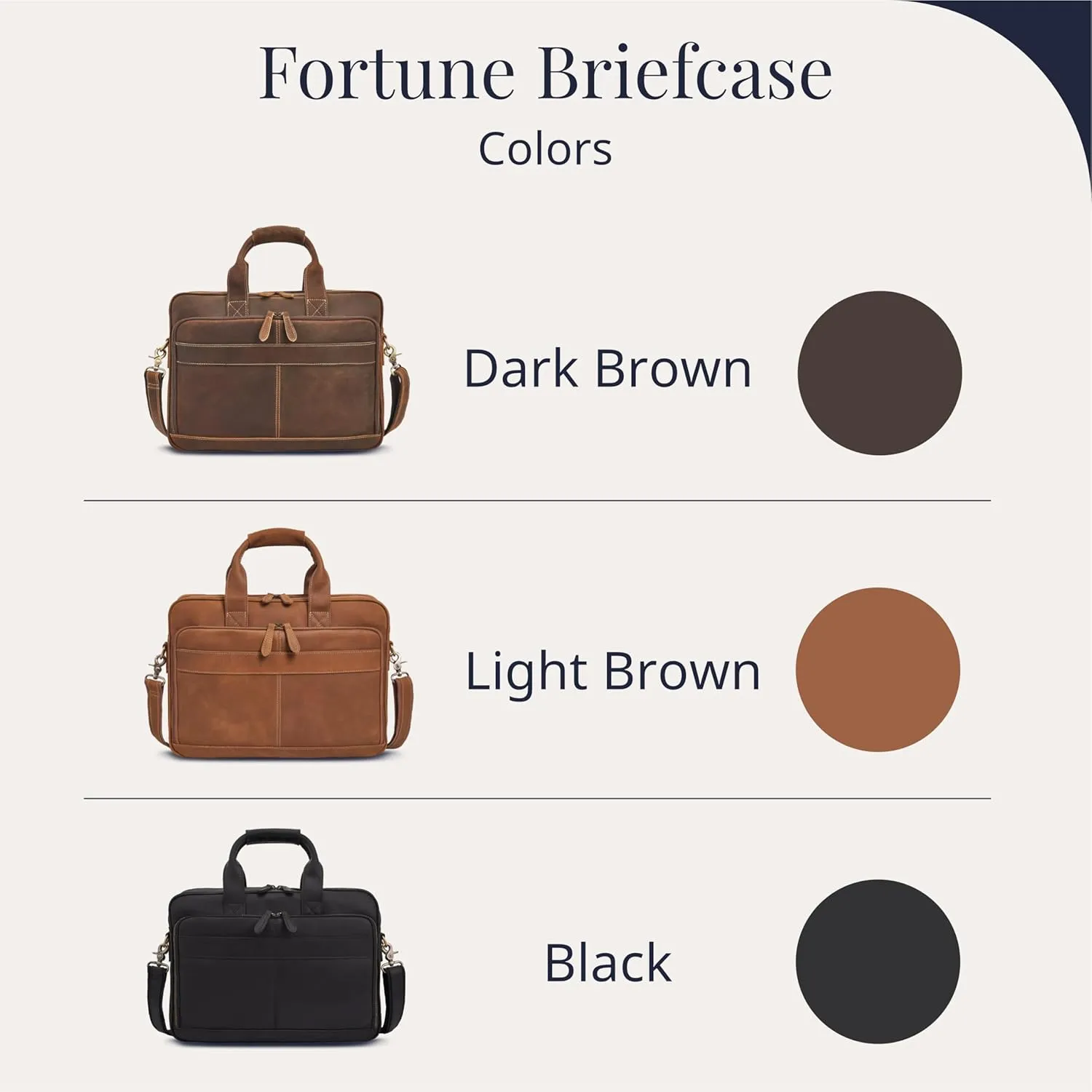 Luxorro Full-Grain Leather Briefcase for Men - Laptop Bag with Leather Computer Compartment