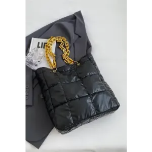 Luxurious Black Bubble Texture Chain Handbag for Elegant Evenings