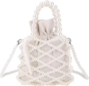 Luxury Pearl Bag Chain Bag Purse Evening Bags, Artificial Pearl Clutch Handmade Bags for Party Wedding Bridal Travel 10