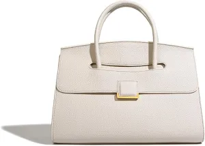 Luxury Women's Leather Top Handle Tote Bag Age Reduced Elegant Flap Briefcases