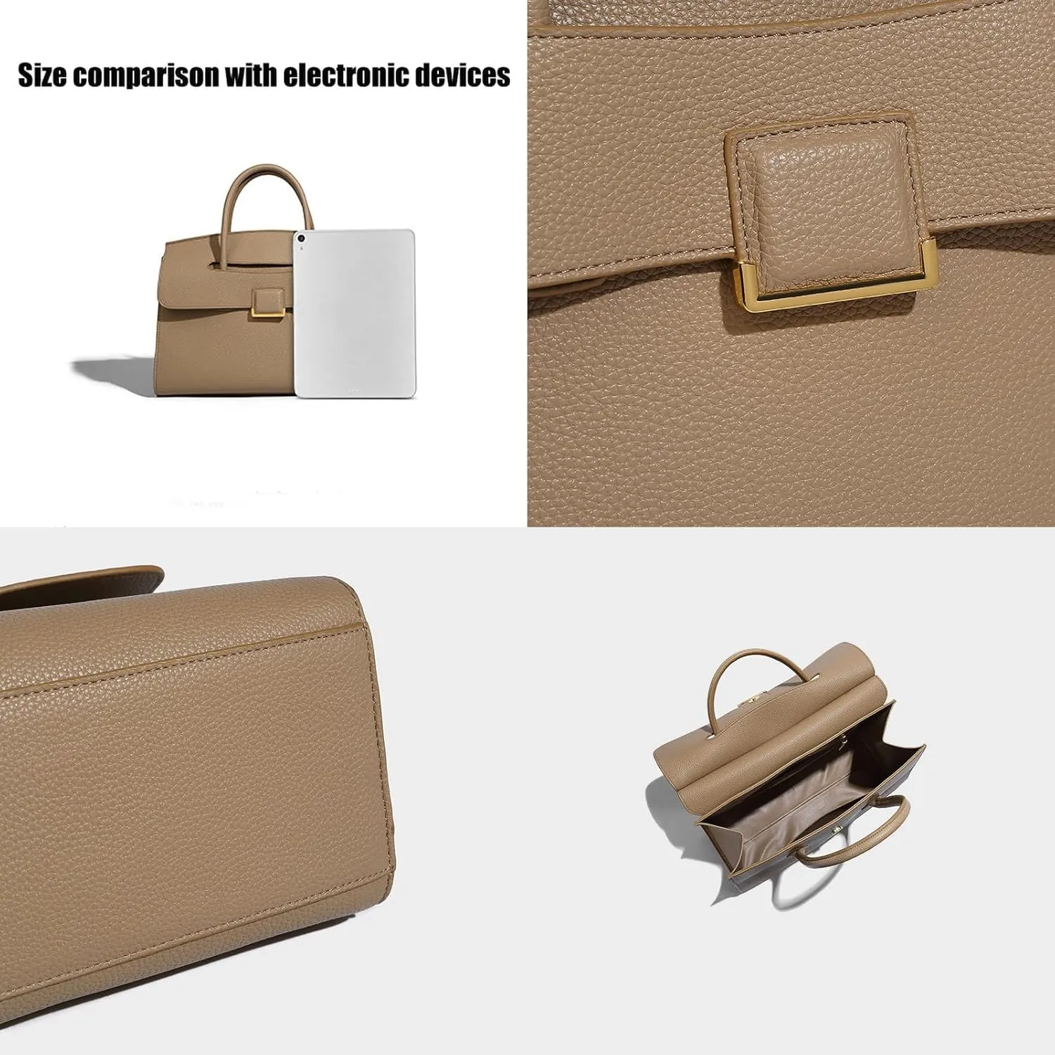 Luxury Women's Leather Top Handle Tote Bag Age Reduced Elegant Flap Briefcases