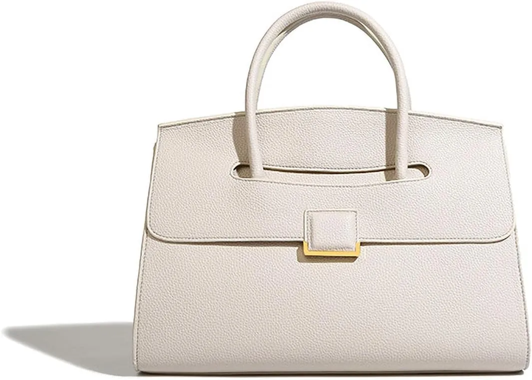 Luxury Women's Leather Top Handle Tote Bag Age Reduced Elegant Flap Briefcases