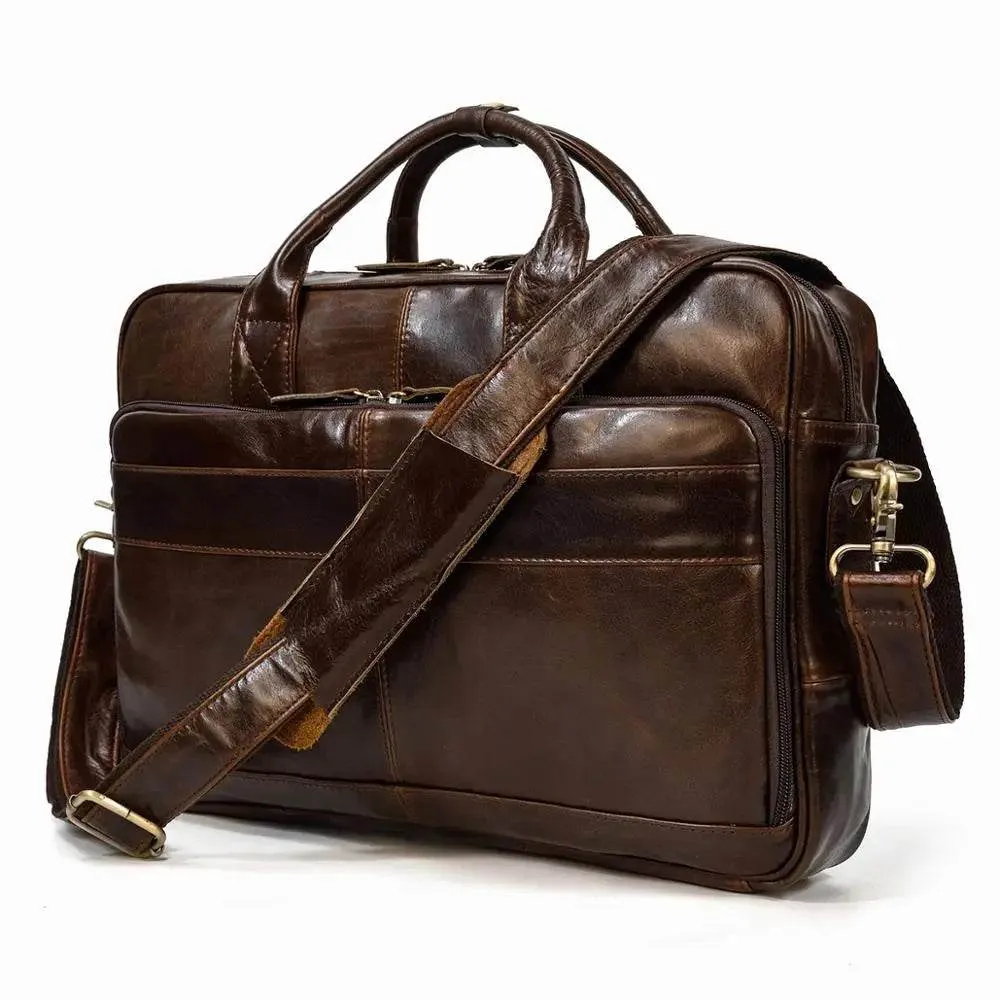 MAHEU Retro Laptop Briefcase Bag Genuine Leather Handbags Casual 15.6 Pad Bag Daily Working Tote Bags for documents