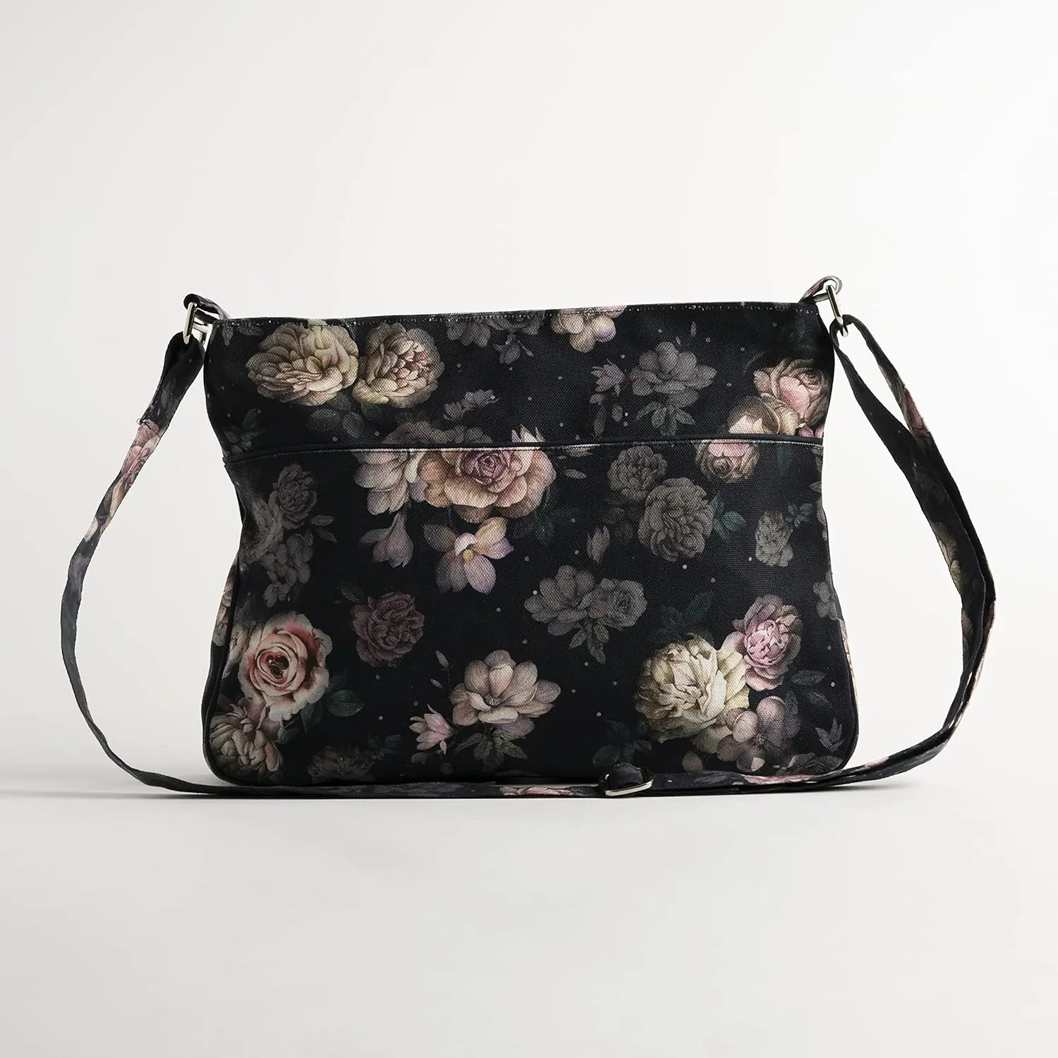 Maison d' Hermine Cross Body Bag Cotton Adjustable Shoulder Strap Hand Bag Tote purse with Zippered & Slip Pockets