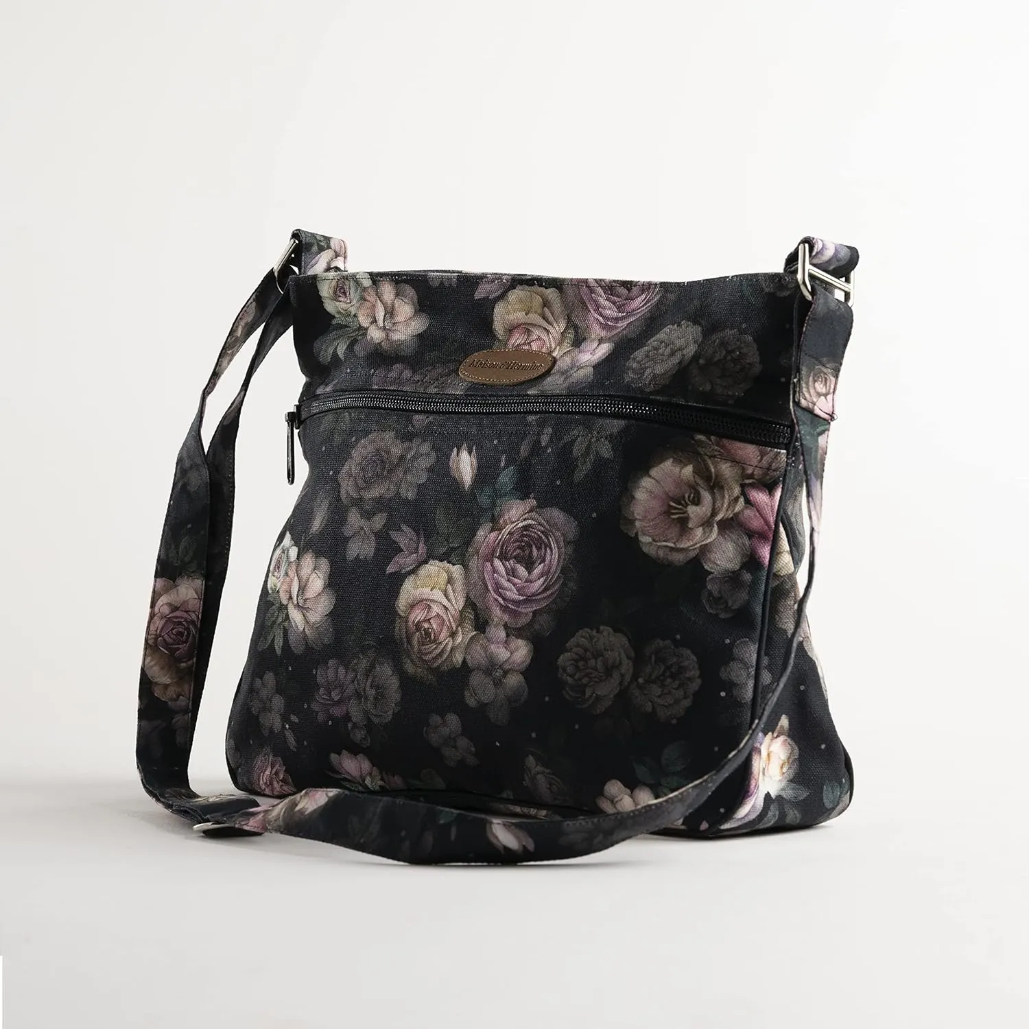 Maison d' Hermine Cross Body Bag Cotton Adjustable Shoulder Strap Hand Bag Tote purse with Zippered & Slip Pockets