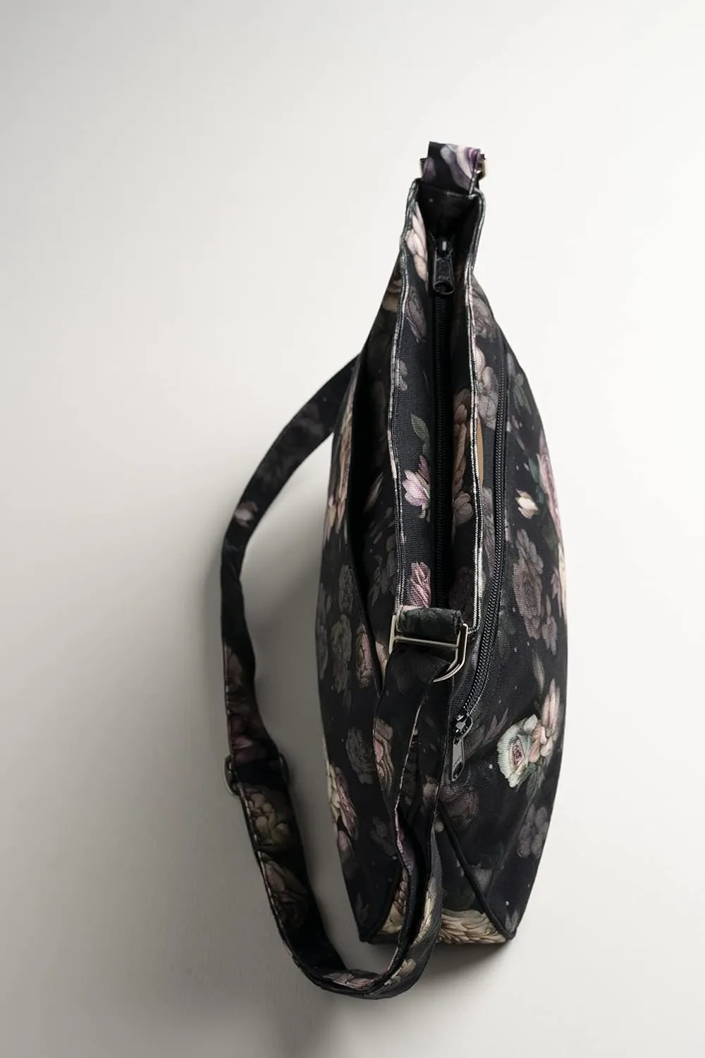 Maison d' Hermine Cross Body Bag Cotton Adjustable Shoulder Strap Hand Bag Tote purse with Zippered & Slip Pockets