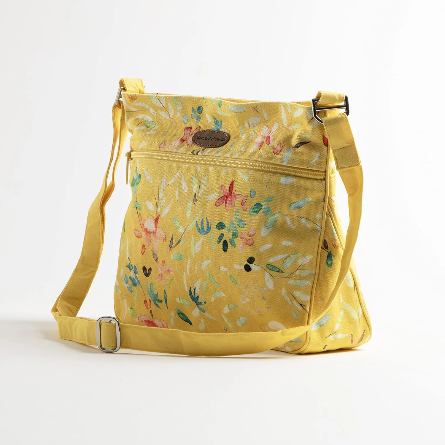 Maison d' Hermine Cross Body Bag Cotton Adjustable Shoulder Strap Hand Bag Tote purse with Zippered & Slip Pockets