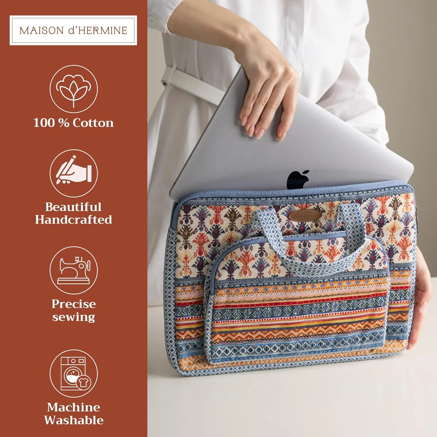 Maison d'Hermine Laptop bag with front pocket Stain and water repellent Cotton canvas